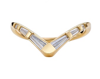 Chevron Curved Ring with Tapered Baguette Diamonds