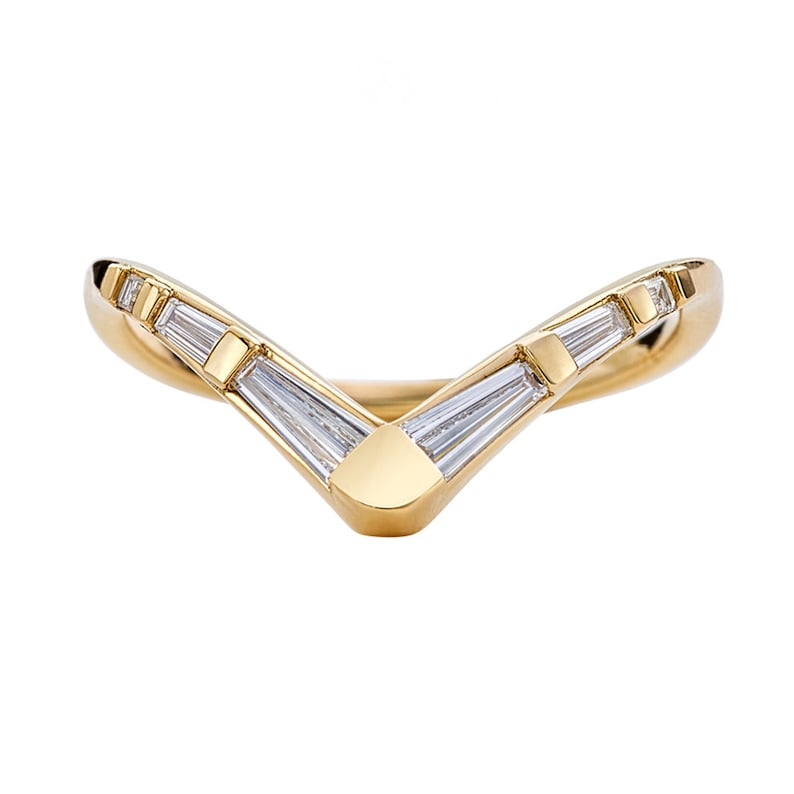 Chevron Curved Ring with Tapered Baguette Diamonds image 1