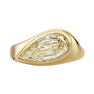Step Cut Pear Shape Diamond Solitaire Ring