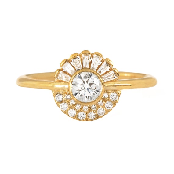 Round Diamond Cluster Engagement Ring Etsy