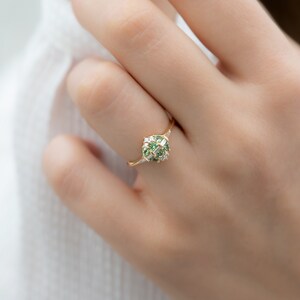 Mint Garnet and Diamond Cluster Engagement Ring image 2