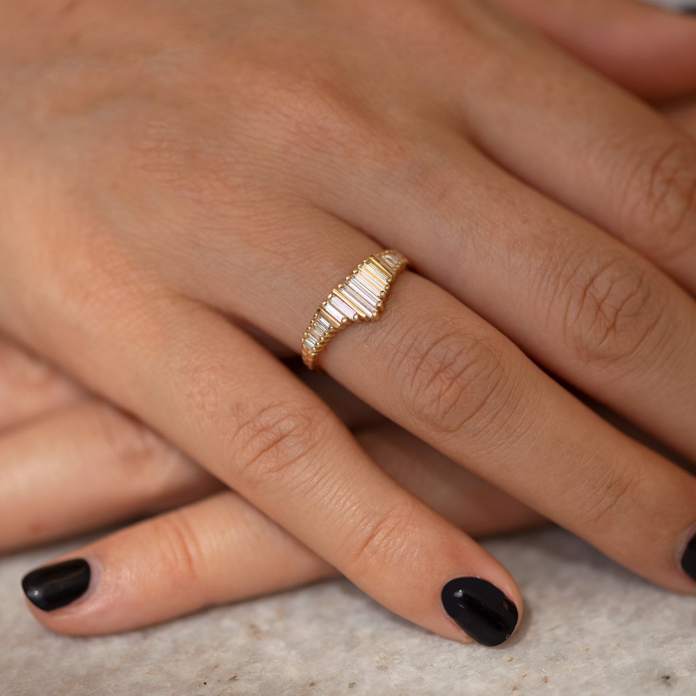 Needle Baguette Diamond Tiara Ring With Gold Bars Etsy Australia