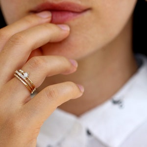 Diamond Cluster Ring, Art Deco Diamond Wedding Band, Vintage Engagement Ring, Unique Engagement Ring, Minimalist Geometric Wedding Ring image 8