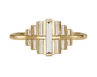 Art Deco Verlobungsring mit Baguette Diamanten - Skyline