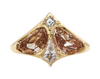 Moth Champagne Diamond Engagement Ring with Trillion & Kite