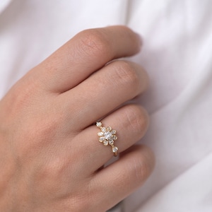 Flower Diamond Engagement Ring With Pear Cut Diamond Petals - Etsy
