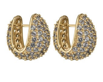 Grey Spinel Pave Huggie Earrings