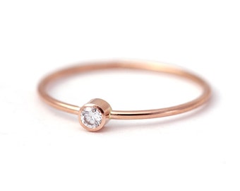 Simple Engagement Ring - Rose Gold Engagement Ring - 14k Solid Gold