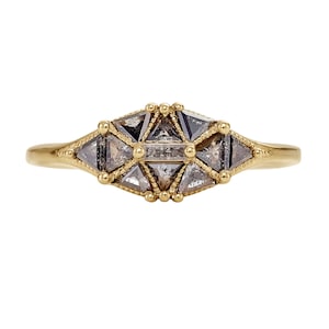 Salt & Pepper Diamond Dome Ring with Gold Accents