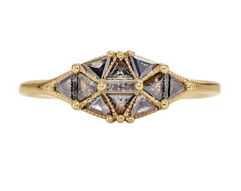 Salt & Pepper Diamond Dome Ring with Gold Accents