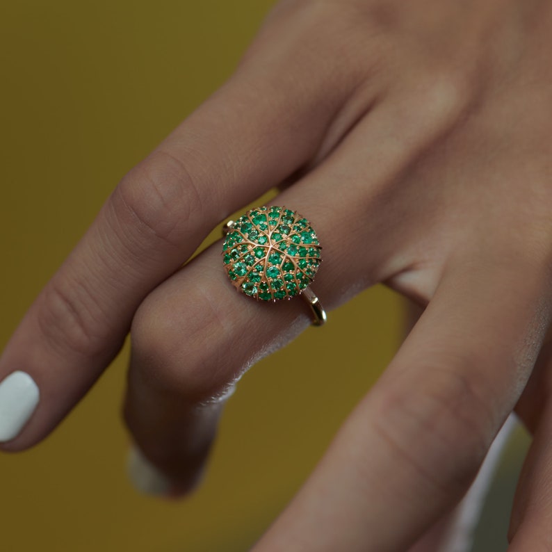 Canopy Emerald Pave & Gold Detail Statement Ring image 10