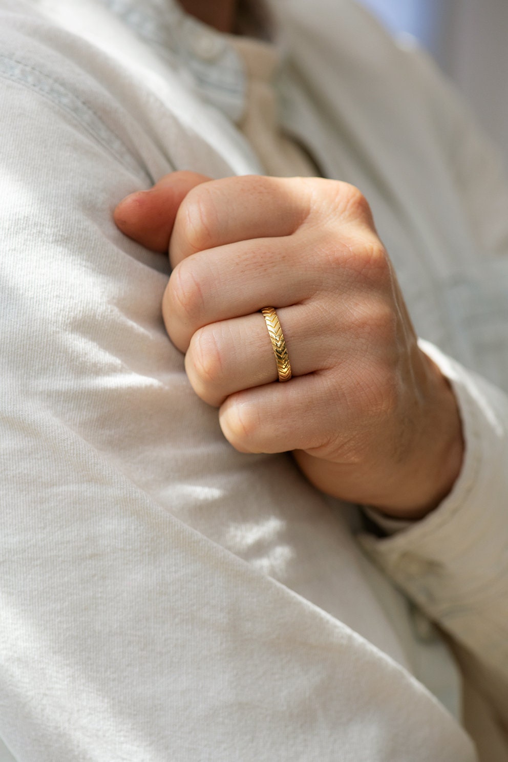 Men's Unique Geometric Wedding Ring 18K