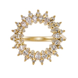 Diamond Lace Ring with Cluster of Pear and Princess Cut Diamonds