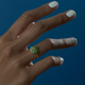 Canopy Emerald Pave & Gold Detail Statement Ring image 7