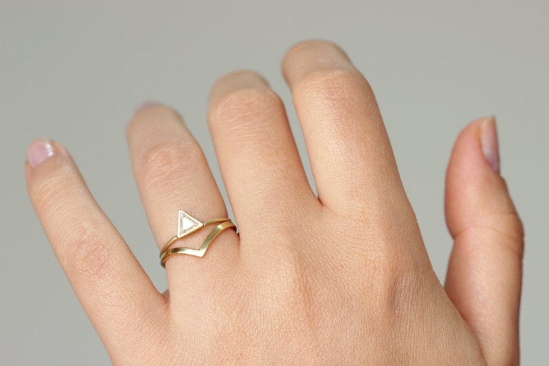 Curved Wedding Band Rose Gold Band Delicate Gold Band image 4