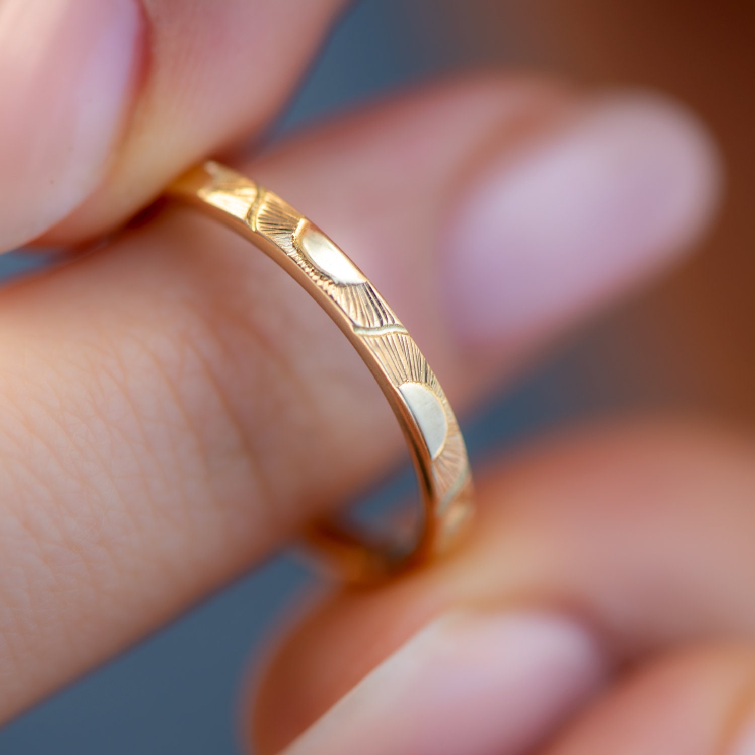 Big Sun and Little Sun - Hand Engraved Wedding Band Set - Etsy