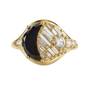 New Moon Black Diamond Engagement Ring