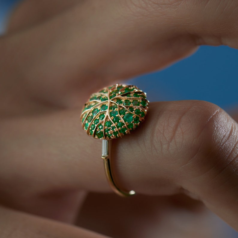 Canopy Emerald Pave & Gold Detail Statement Ring image 2