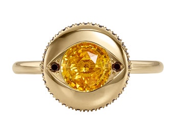 Ayin Yellow Sapphire & Black Diamond Ring