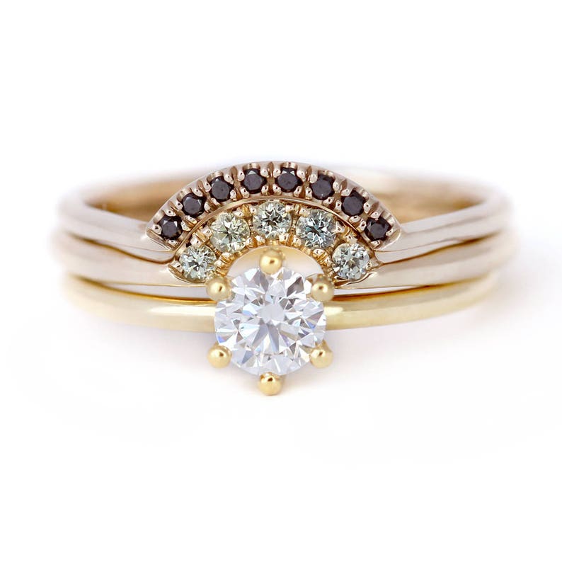 Wedding Set of Three Rings Bridal Wedding Ring Set 0.3 Carat Etsy