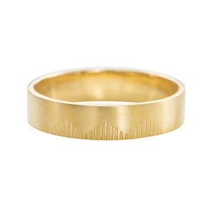 Golden Wedding Band with Linear Mountains