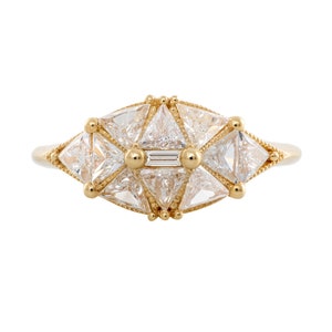 Reflective Dome Ring with Ten Triangle Cut Diamonds Diamond Origami image 1