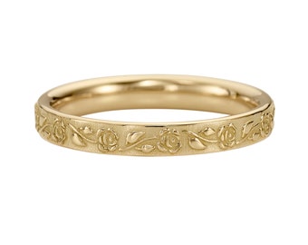 Embossed Rose Gold Wedding Band - Full Eternity