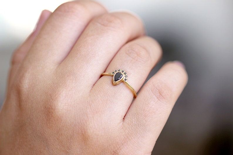 Black Diamond Engagement Ring Alternative Engagement Ring Etsy