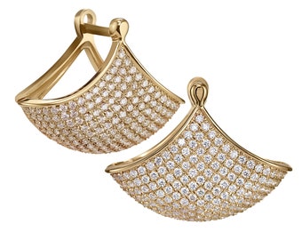 Brilliant Pave Diamond Fan Earrings