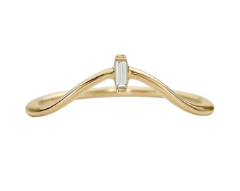 Baguette Diamond Curved Wedding Band