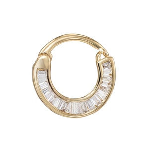 Luna Tapered Baguette Cut Diamond Septum Nose Ring