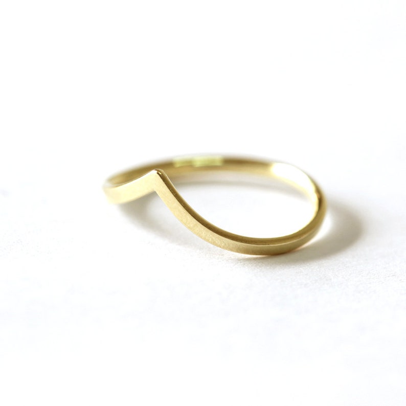 Curved Wedding Band Rose Gold Band Delicate Gold Band image 3