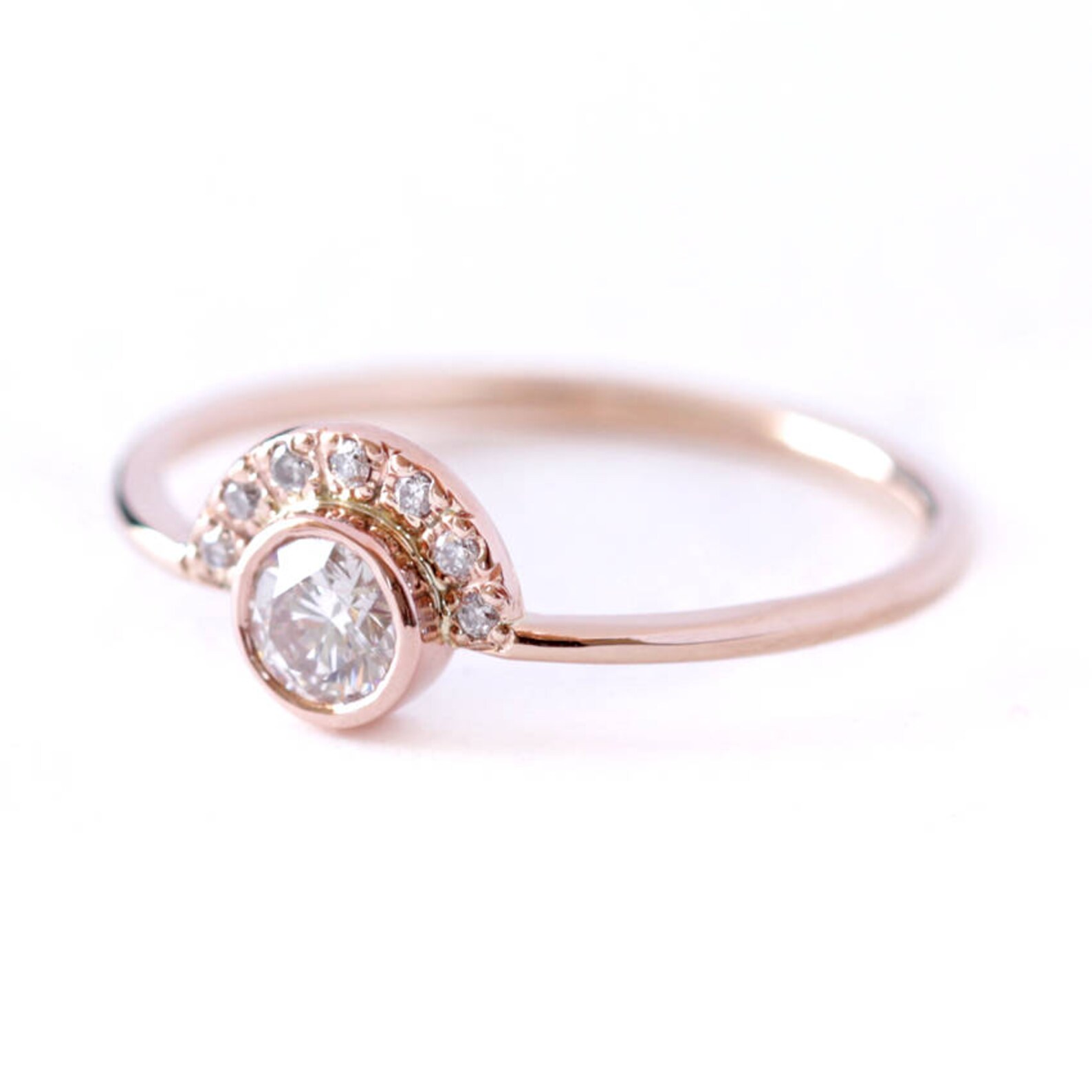 Diamond Ring Dainty Engagement Ring Rose Gold Diamond Ring Etsy