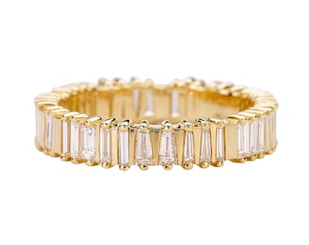 Bridge Eternity Band with Baguette and Trapeze Cut Diamonds