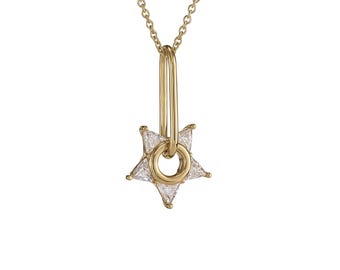Trillion Diamond Star Pendant Necklace in 18K Gold