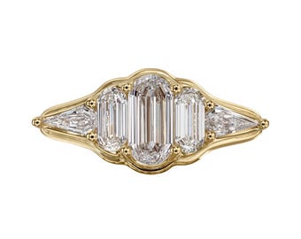 Step Cut Five Diamond Engagement Ring - Hall of Mirrors