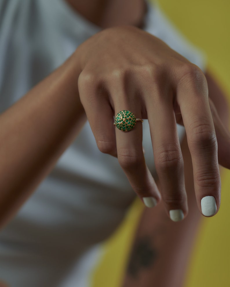 Canopy Emerald Pave & Gold Detail Statement Ring image 5