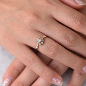Flower Diamond Engagement Ring With Pear Cut Diamond Petals - Etsy