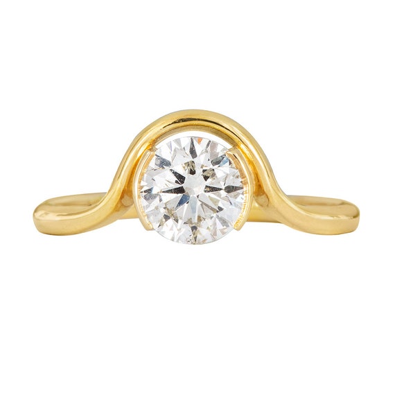 Yellow Gold Ring Set With Round Solitaire Diamond Ring – Capucinne
