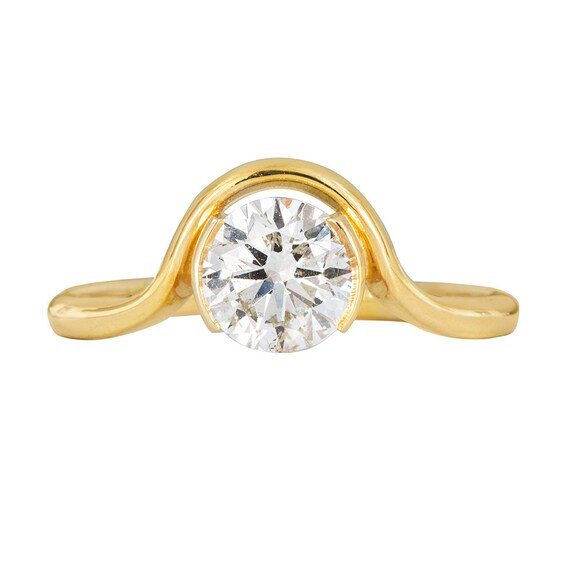 Yellow Gold Ring Set With Round Solitaire Diamond Ring – Capucinne