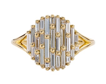 Cluster Ring with Assemblage of Needle Baguette Diamonds - the Light Catcher Ring