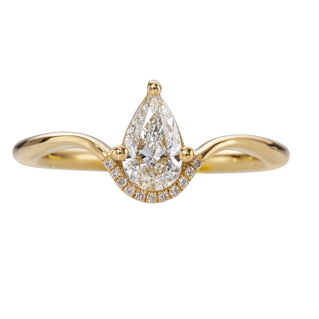 Floating Pear Cut Diamond Engagement Ring in a Classic Style - Etsy