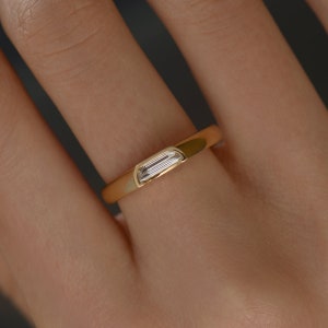 Minimalist Half Moon Diamond Band image 2