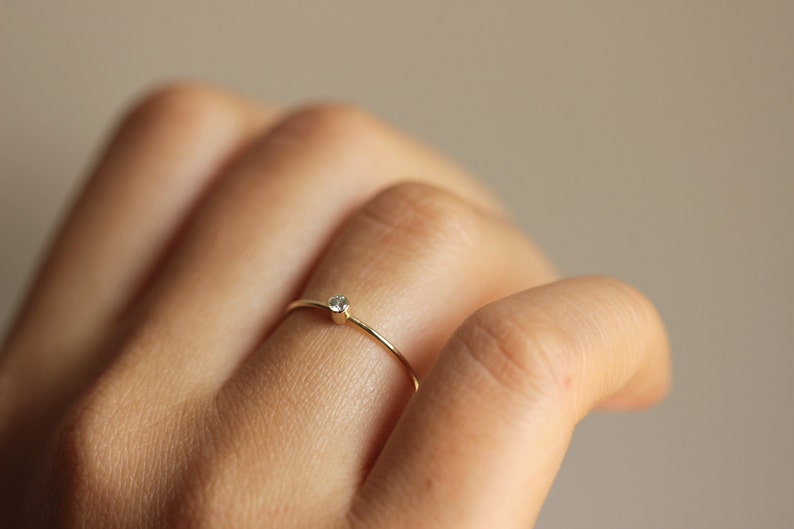 Baby Diamond Ring Simple Engagement Ring Tiny Diamond Ring Etsy