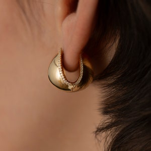 Gold & Diamond Moon Ball Earrings image 3