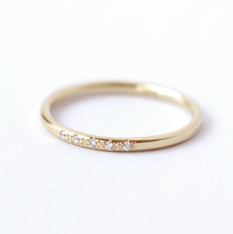 Diamond Wedding Ring Thin Diamond Band Dainty Wedding Ring Etsy
