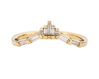 Nesting Wedding Ring - baguette tower