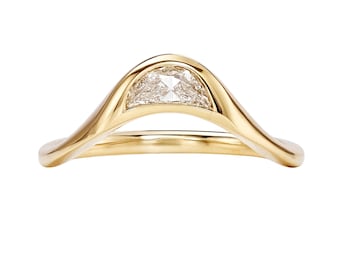 Tycho Crescent Diamond Signet Engagement Ring