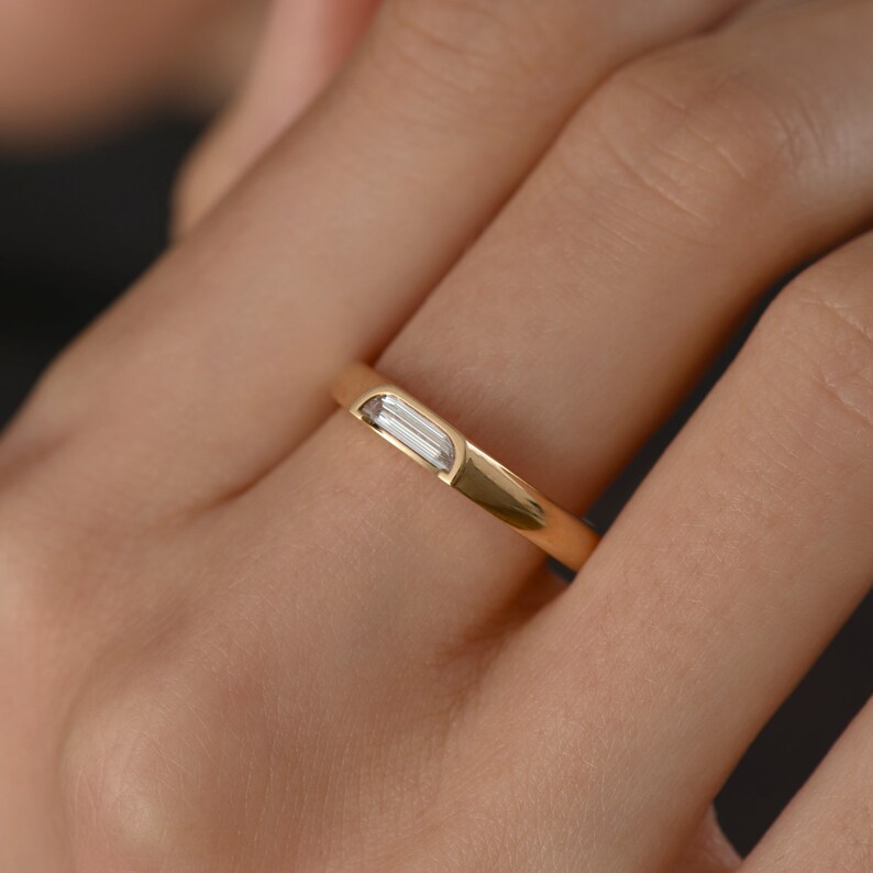 Minimalist Half Moon Diamond Band image 4