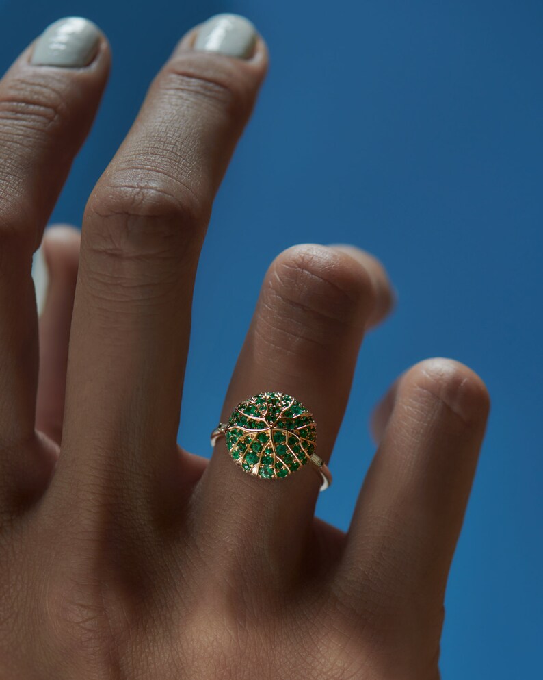 Canopy Emerald Pave & Gold Detail Statement Ring image 8